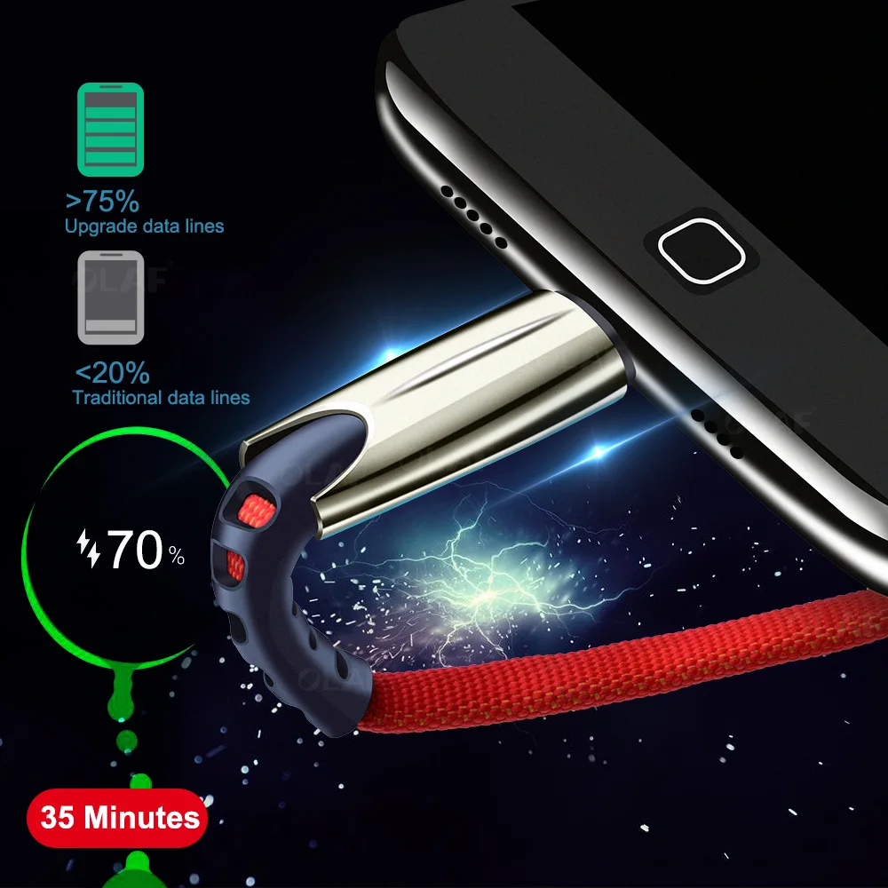 Кабель USB Type C Olaf для Samsung S9 S8 Быстрая зарядка 3 0 мобильный телефон кабель Xiaomi mi9 Redmi