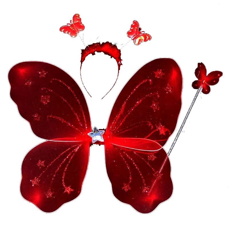 

Wings Costume Princess Kids Girl Butterfly Wing Wand Headband Fairy Party Birthday Dance 3Pcs/set HOT