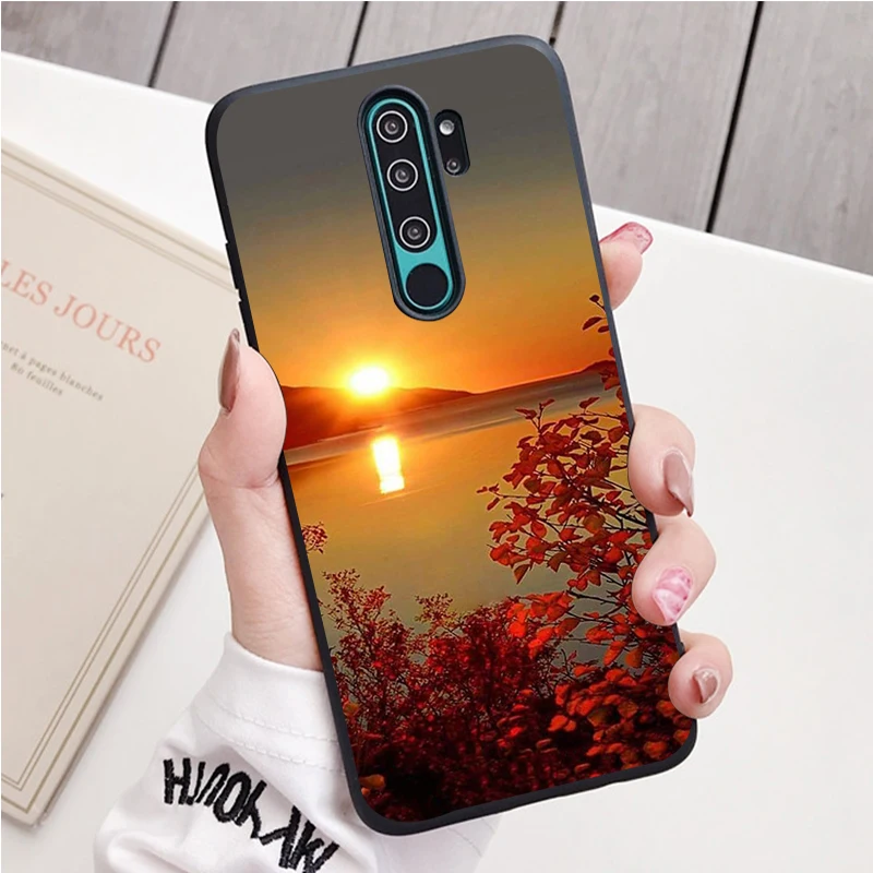landscape black Silicone Phone Case For Redmi note 8 7 Pro S 8T for redmi 9 7A Cover xiaomi leather case charging