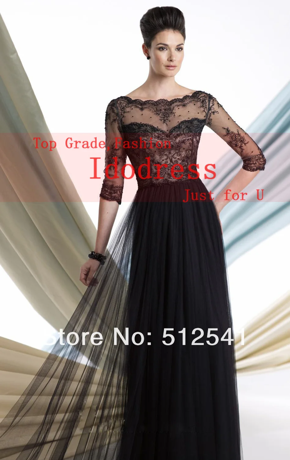 Vestido de madrinha элегантное вечернее платье 3/4 с рукавами, платья для матери невесты, Топ бренд, круглый вырез, кружево
