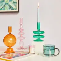Floriddle Taper Kerzenhalter Glas Leuchter für Home Hochzeit Raum Dekoration Party Glas Vase Tisch Bücherregal