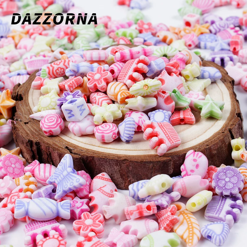 

50/100/200Pcs Acrylic Beads Animal Round Shape Mixed Loose Beads For Jewelry Making DIY Necklace Bracelet Earring Accessories