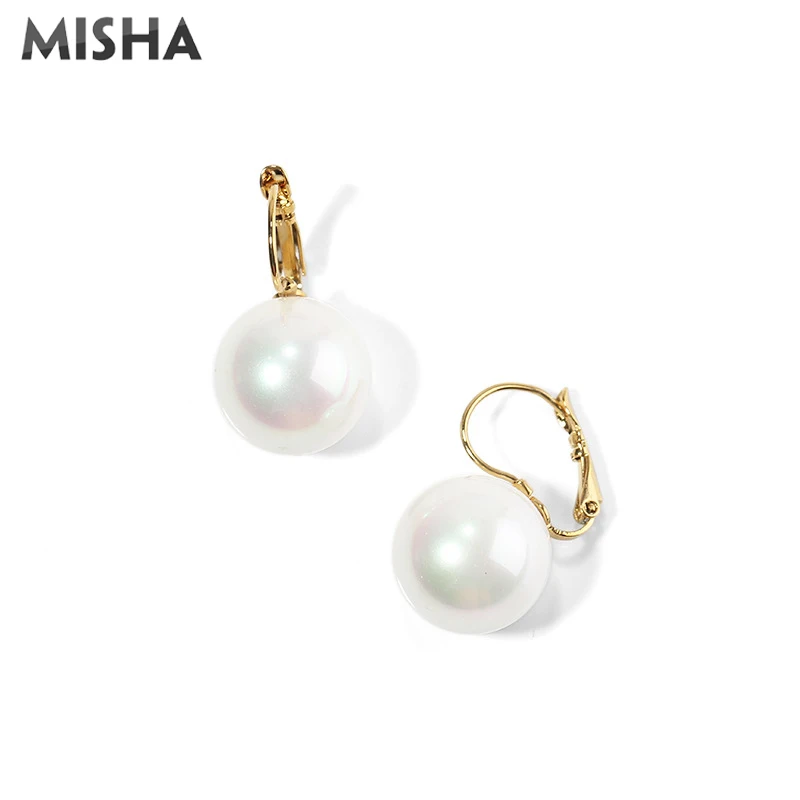 MISHA трендовые серьги для женщин натуральный жемчуг клипсы ювелирные молодых