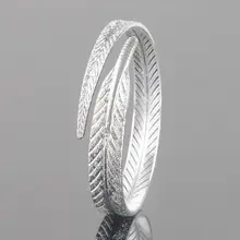 Уникальные женские 925 лист стерлингового серебра браслеты Открытые Браслеты на запястье и браслеты ювелирные изделия браслеты S-B13