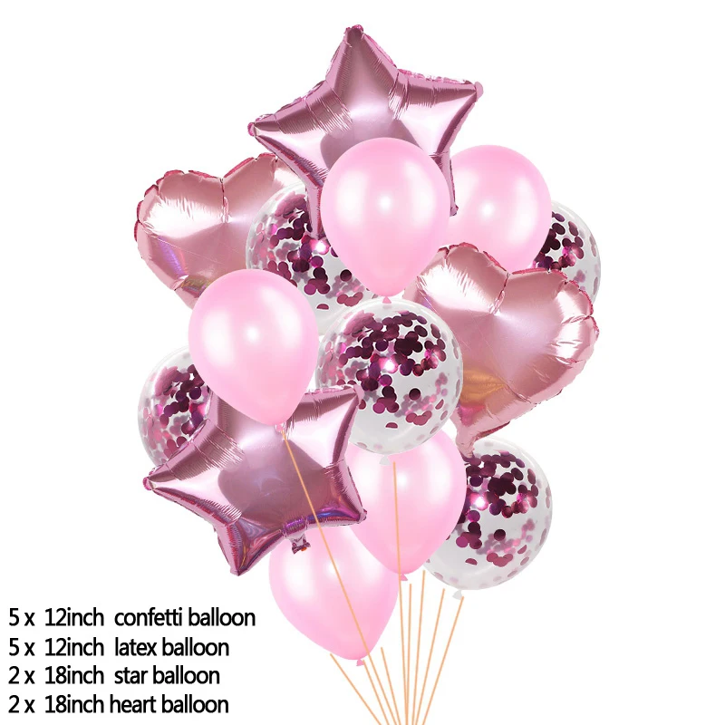 14pcs/set Clear Confetti Latex Balloons Set Star Heart Shape Foil Balloon Birthday Party Decoration Kids Baby Shower Supplies - Цвет: M15