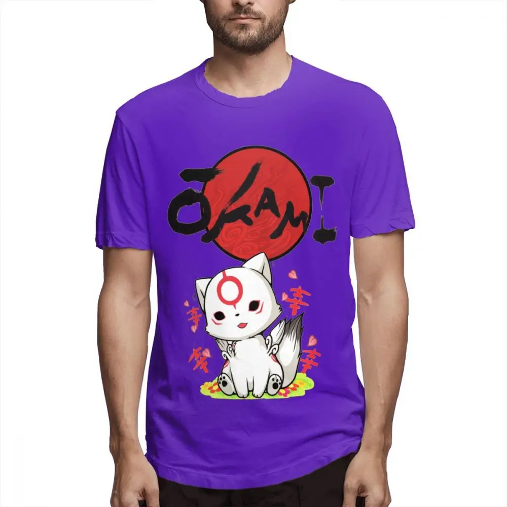 Мужская футболка Okami Chibiterasu Vers, новинка,, крутая летняя футболка Homme - Цвет: Фиолетовый