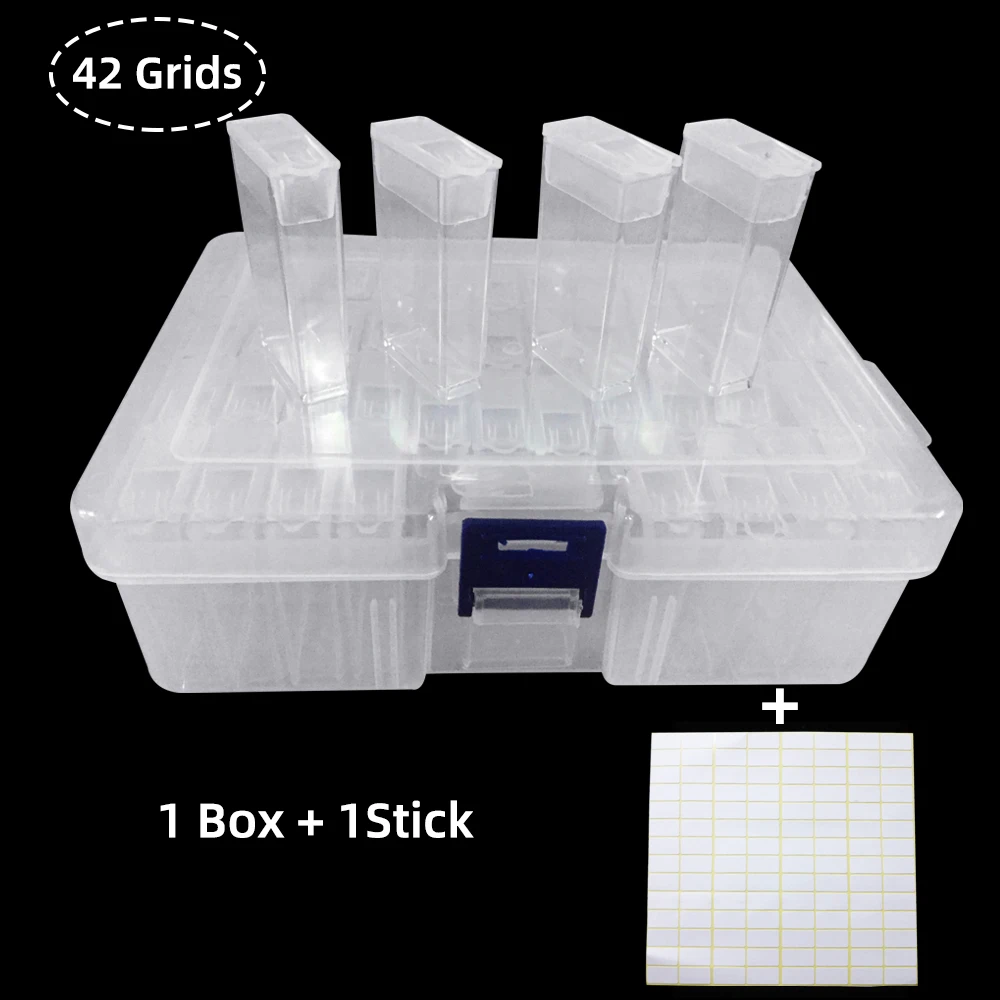 Urijk 28 слотов хранение для принадлежностей для дизайна ногтей коробка пластиковый держатель для ювелирных изделий кольца Стразы алмазная живопись Органайзер прозрачный дисплей - Color: 42 grids