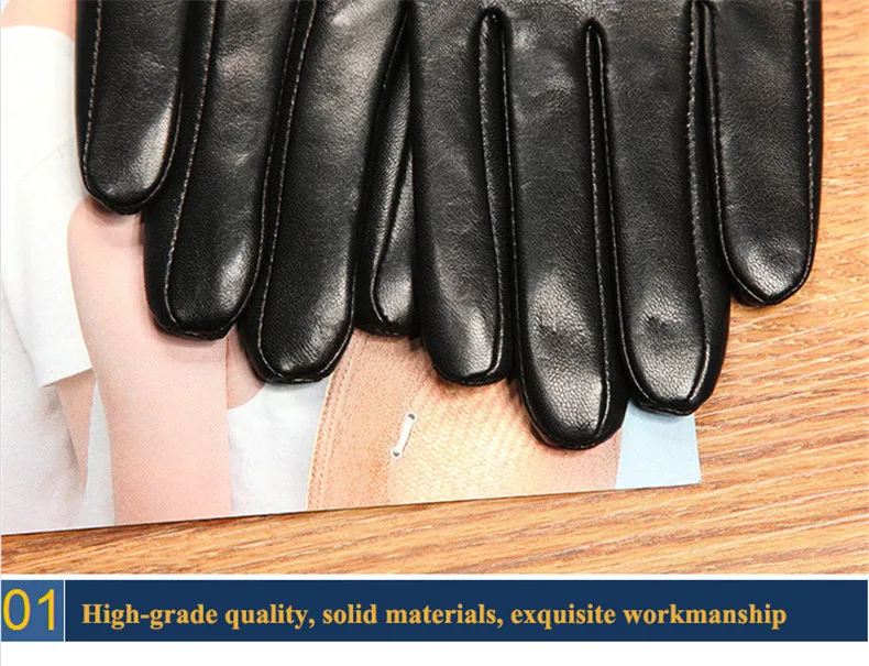 New Genuine Leather Women's Gloves Autumn Winter Thermal Wool Knitted Lined Sheepskin Gloves Female Black Wine Red L0131-9