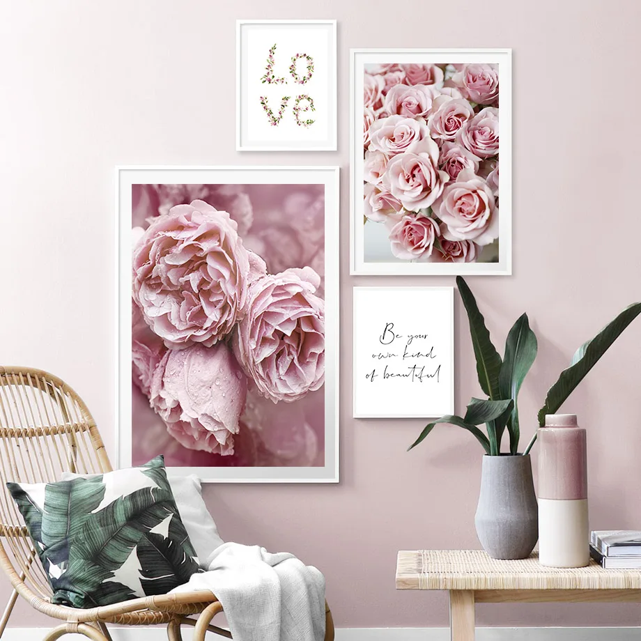 Scandinavian-Fashion-Pink-Flower-Feather-Nordic-Posters-And-Prints-Wall-Art-Canvas-Painting-Wall-Pictures-For (1)