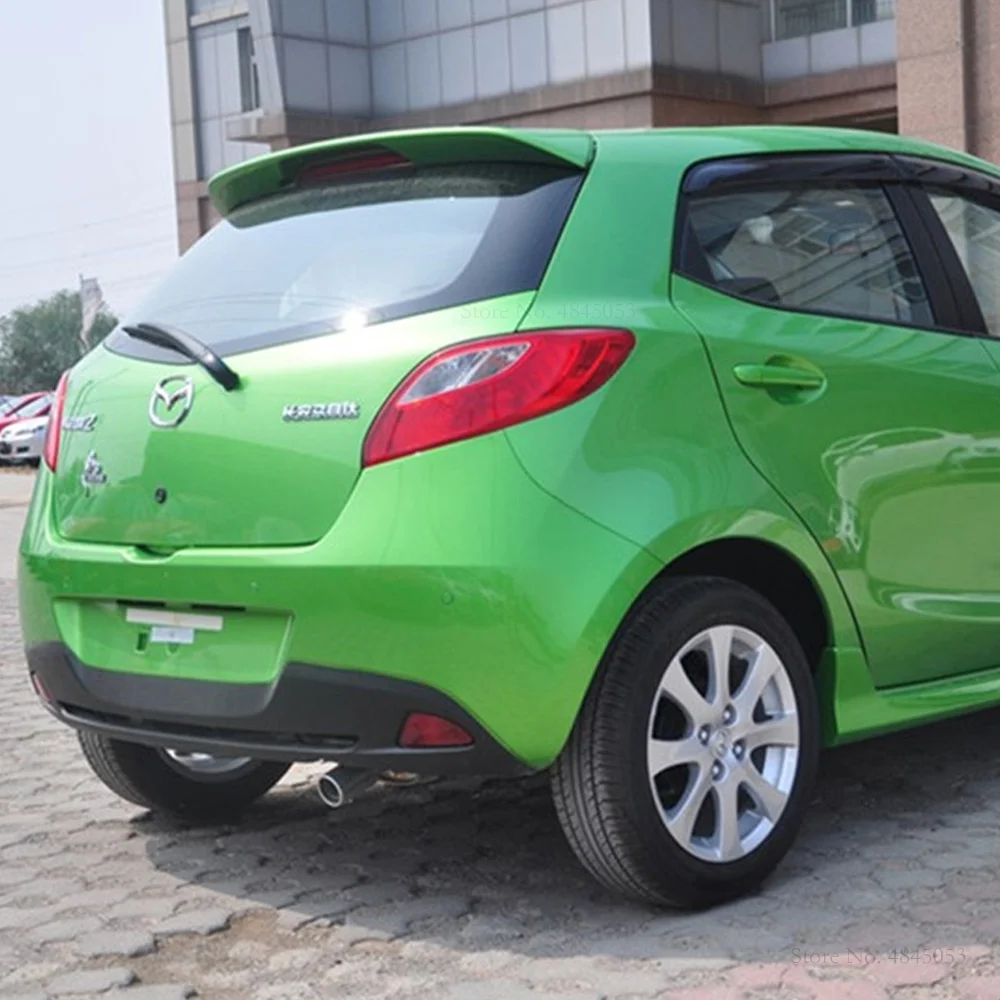 Для Mazda 2 хэтчбек 2007-2013 Черный спойлер Высокое качество ABS Материал заднее крыло автомобиля праймер цвет задний автомобильный спойлер аксессуары