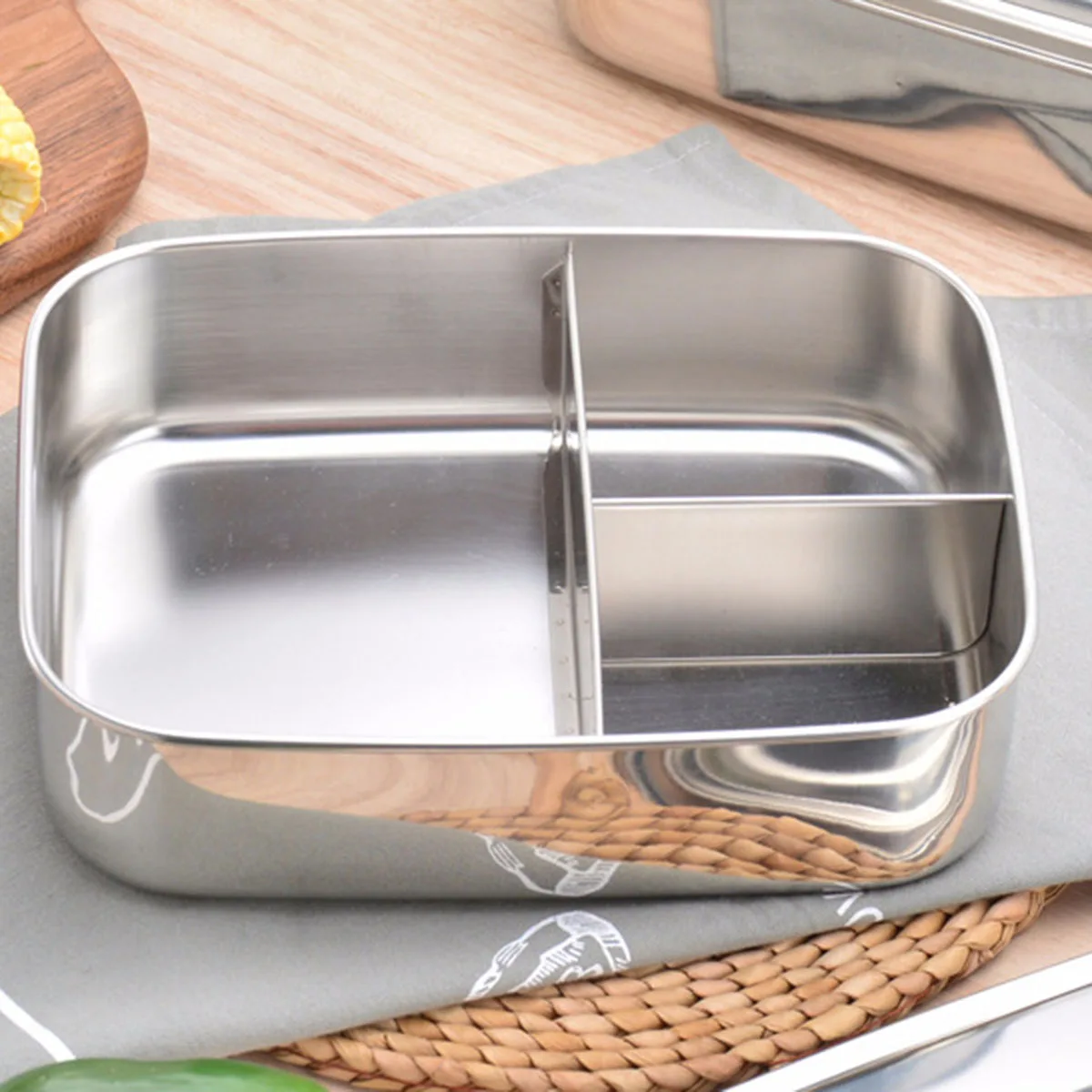 3 сетки Технические характеристики нержавеющая сталь квадратный Bento Ланч-бокс пищевой контейнер посуда для хранения Портативный Ланч-бокс