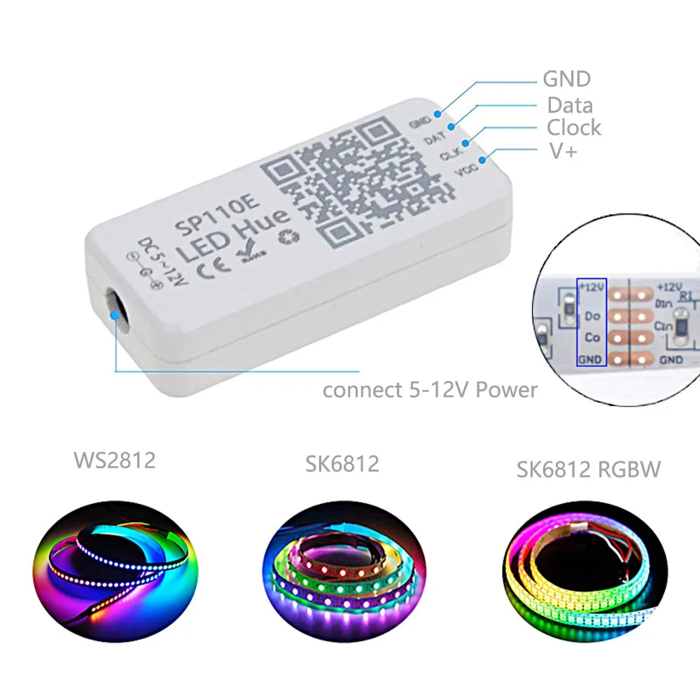 Светодиодный светильник SP110E Bluetooth контроллер пикселей для WS2811 WS2812B диммер SK6812 RGB