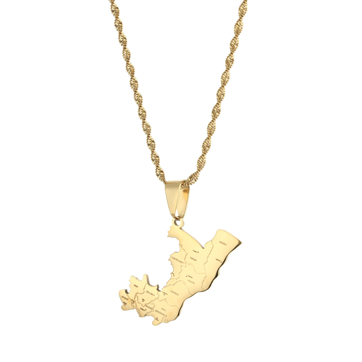 Republic of the Congo Map Flag Pendant Necklaces Brazzaville Ethnic Ornament Jewelry 3