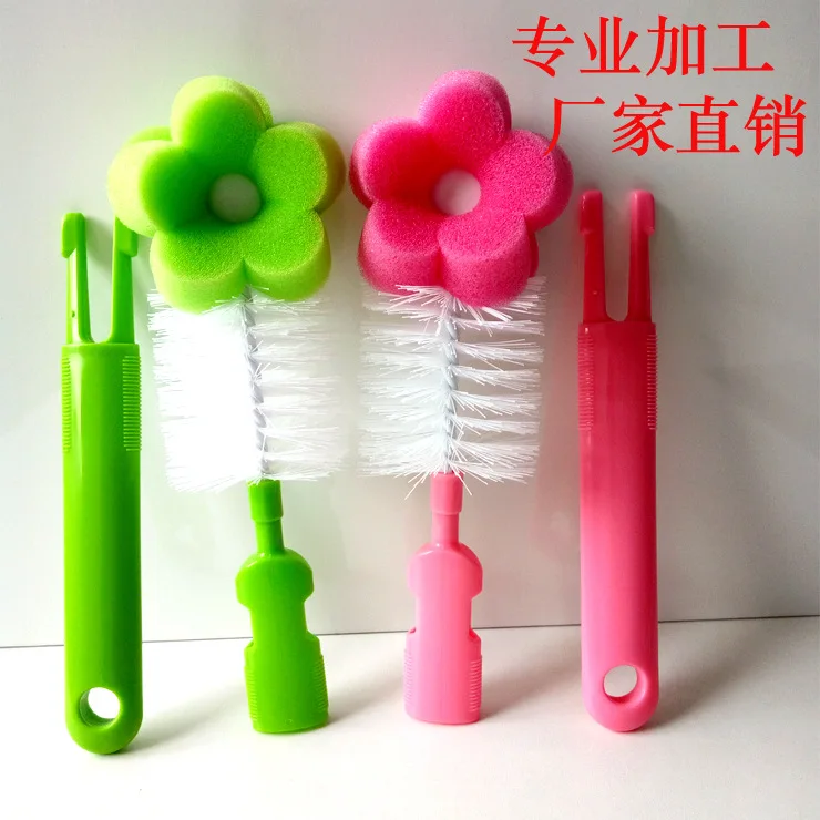 

Feeding Bottle Brush Teat Brush Upright Plastic Handle Petal Sponge Head BABY'S Feeding Bottle Cup Brush