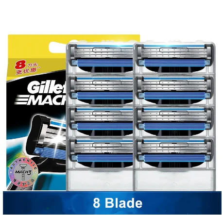 8 unids/pack de los hombres de la maquinilla de afeitar de seguridad cuchillas cuidado facial cuchillas de afeitar Manual de Cassette para gillette mach 3