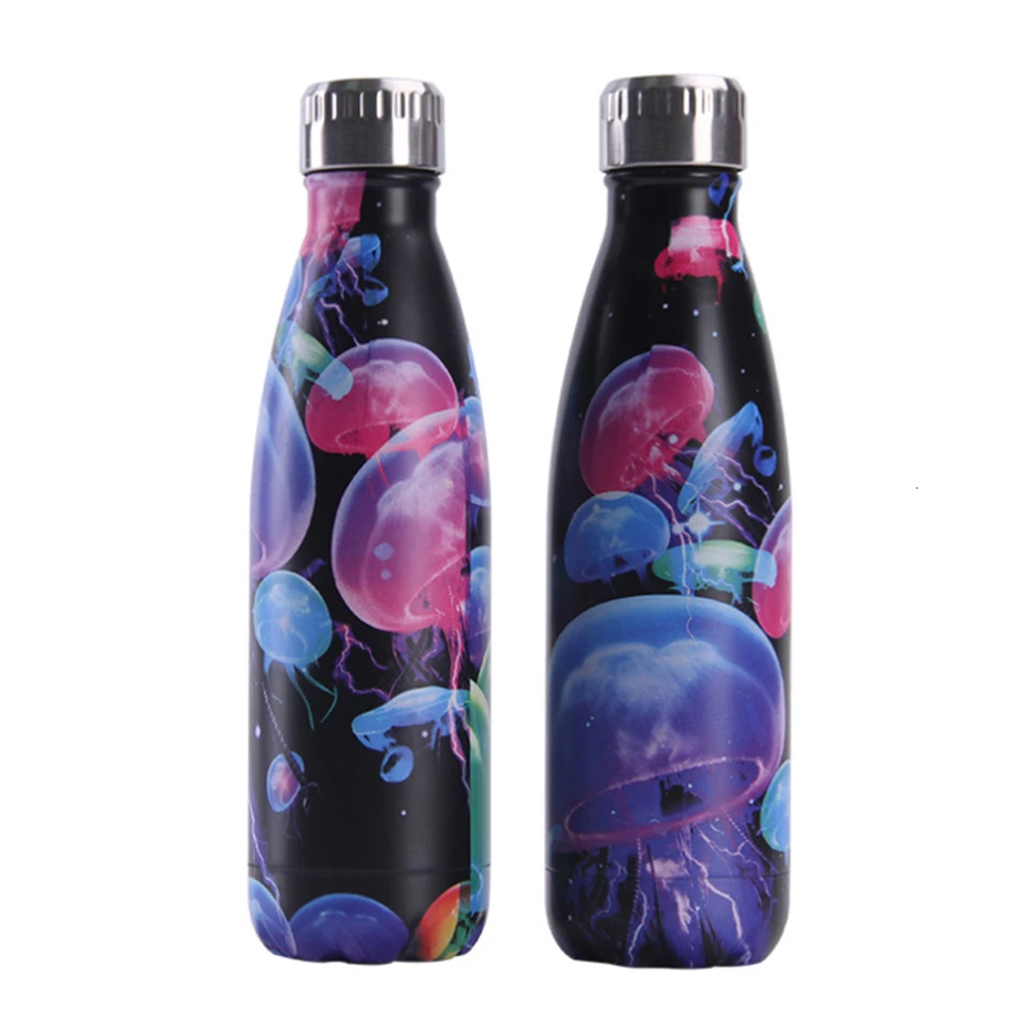 

New Water Bottle Marble 500ml Stainless Steel Cola Bottle Outdoor Fashion Pattern Portable Sports Kettle Thermos Cup