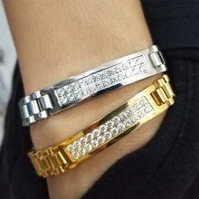 Ледяной хип-хоп браслет из нержавеющей стали с микро цирконием хип-хоп хипстерский Панк мужской браслет ювелирный подарок