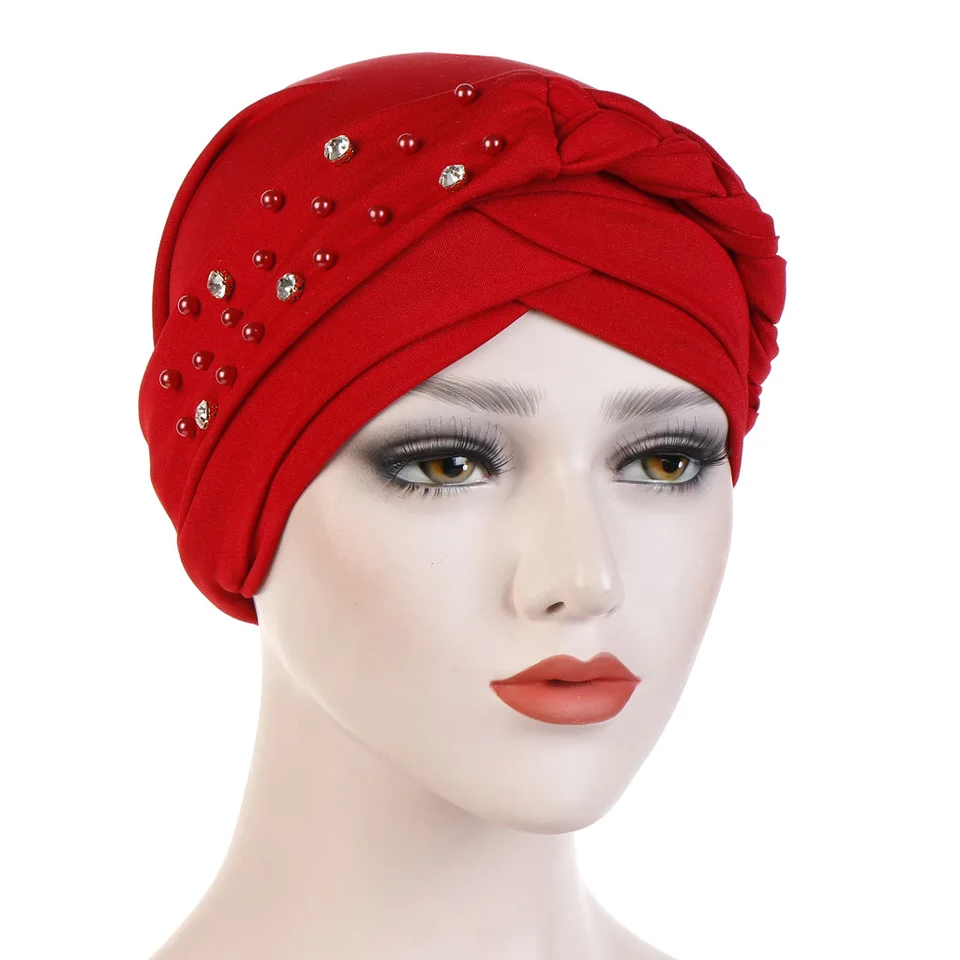Helisopus 2020 New African Style Turban Headwear Cap Women Muslim Hijabs Solid Beading Braided Bandanas Chemo India Hat Women S Hair Accessories Aliexpress