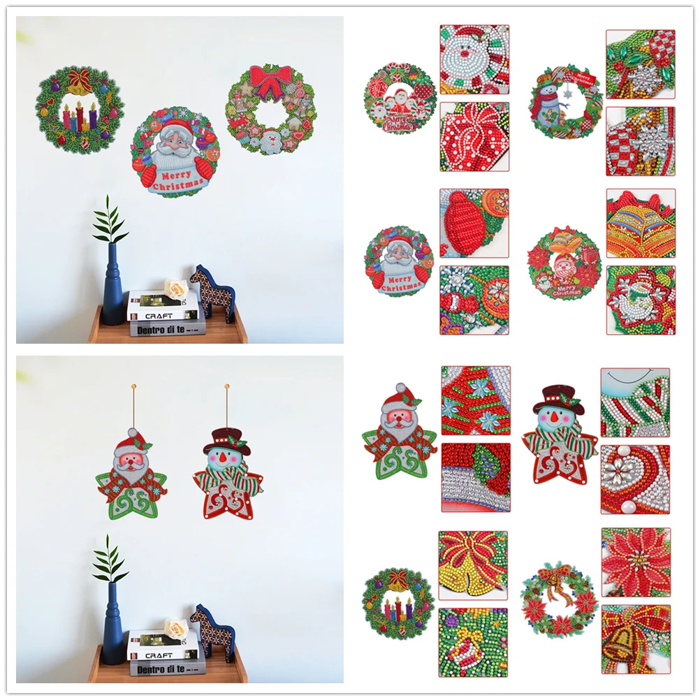 

Рождественская алмазная живопись, венок для двери, домашнее украшение для стен, особая форма сверления, Набор для вышивки алмазами «сделай сам», вышивка крестиком