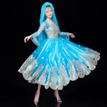 Индийское сари Одежда для взрослых женщин Xinjiang Tianzhu танцевальный костюм национальный стиль большая юбка