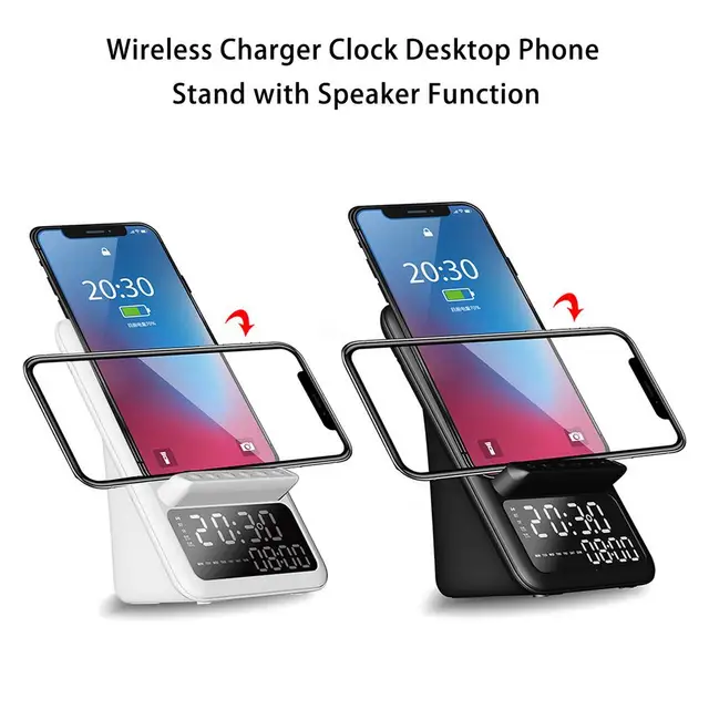 10W Wireless Charger Smart Alarm Clock Bluetooth Speaker LED Smart Digital Radio Alarm Clock Table USB Fast Charger Clocks 2