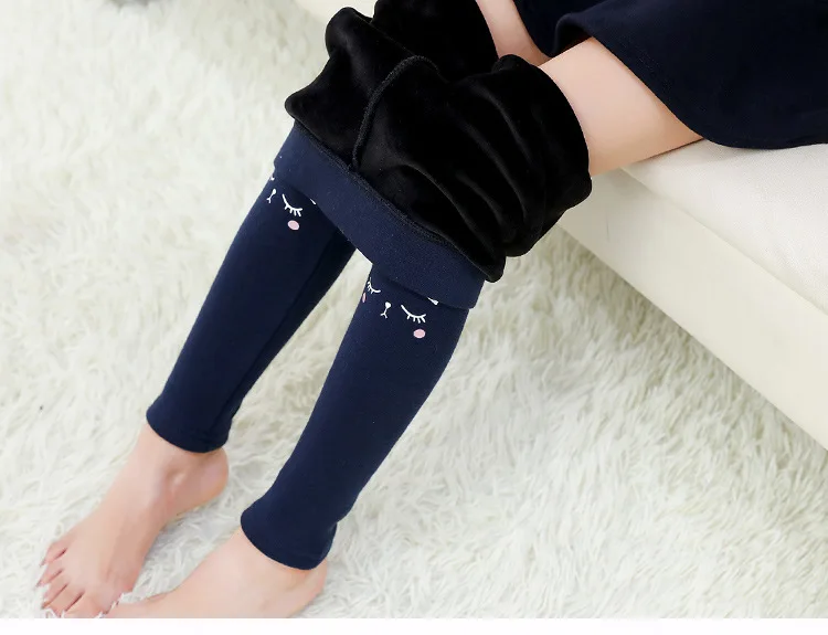 Winter New Products Baby Open Files Cartoon Super Soft Girls plus Velvet Leggings Versatile Children Brushed And Thick Crawler