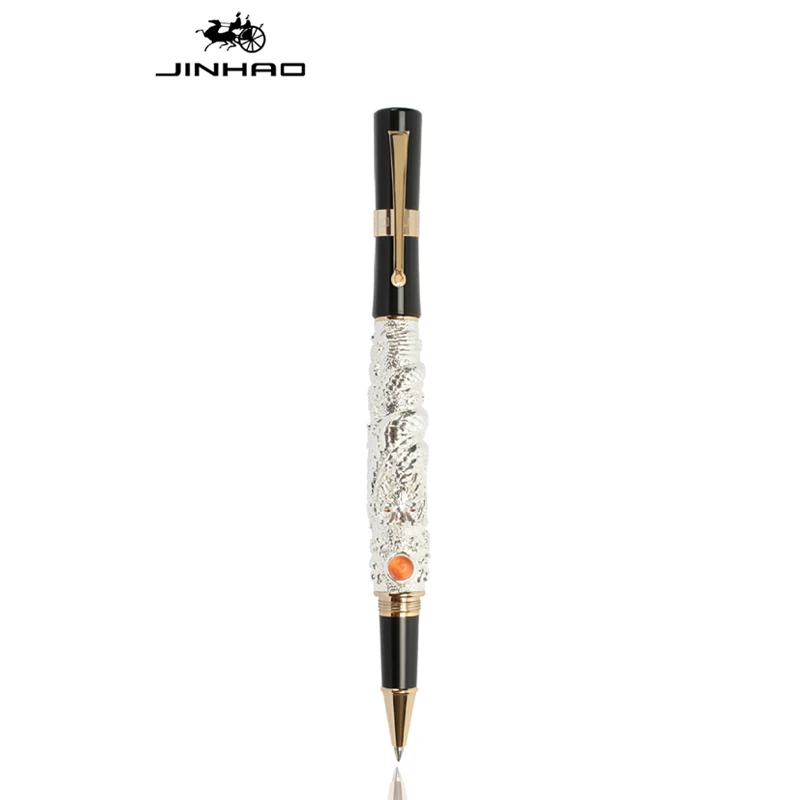 Jinhao Vintage Flying Dragon Rollerball Pen, Metal Embossing, Noble Golden Color Exquisite Pens For Office & School Supplies jinhao 189 vintage metal 3 colours rollerball pen high quality luxury office school stationery material supplies full metal