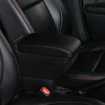 

Large Space+Dual Layer+USB Interface Armrest box For Hyundai solaris 2/accent/Verna -2020 Central Store Content box with Ash