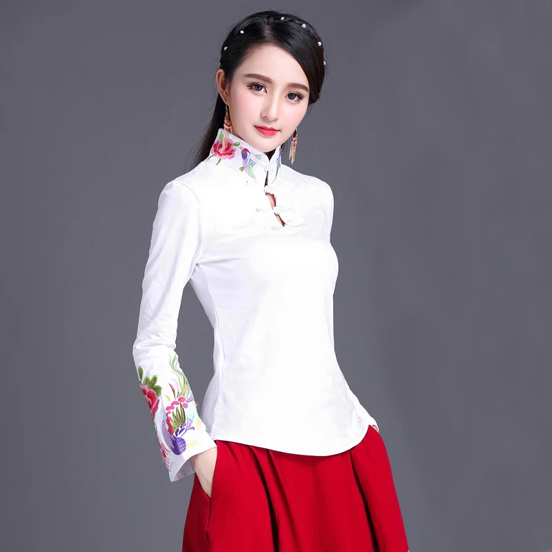 Cheongsam Топ традиционная китайская одежда для женщин с длинным рукавом размера