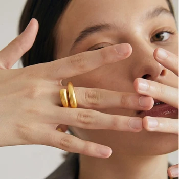 

Timeless Wonder Brass Retro Geo Twist Solid Band Statement Rings Women Jewelry Punk Cocktail Gothic Silver Color Boho Ins 6332