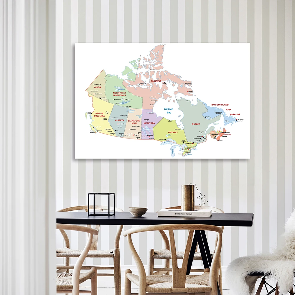150*100 cm The Canada Political Map In French Large Wall Poster Non-woven Canvas Painting Classroom Home Decor School Supplies
