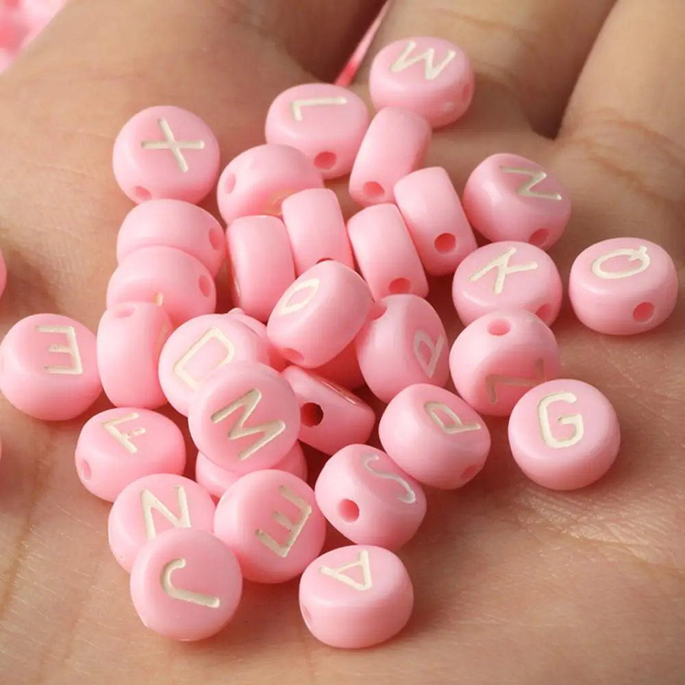 4x7mm 100Pcs Pink Flat Round Acrylic letter Beads 26 Alphabet Spacer Loose  Beads For Jewelry Making DIY Charm Bracelet Necklaces - AliExpress