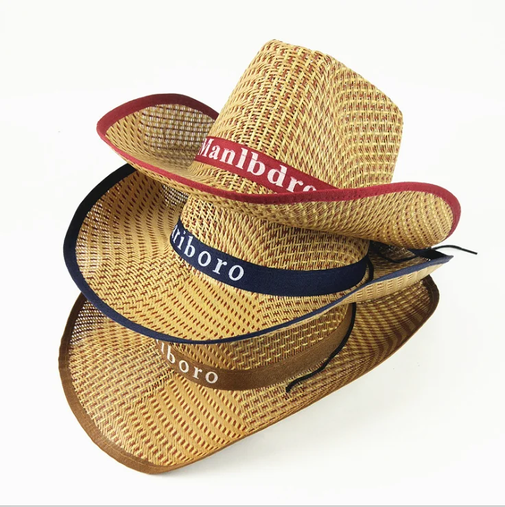Tourism large brim casual straw hat men's and women's protection sun summer cowboy | Аксессуары для одежды