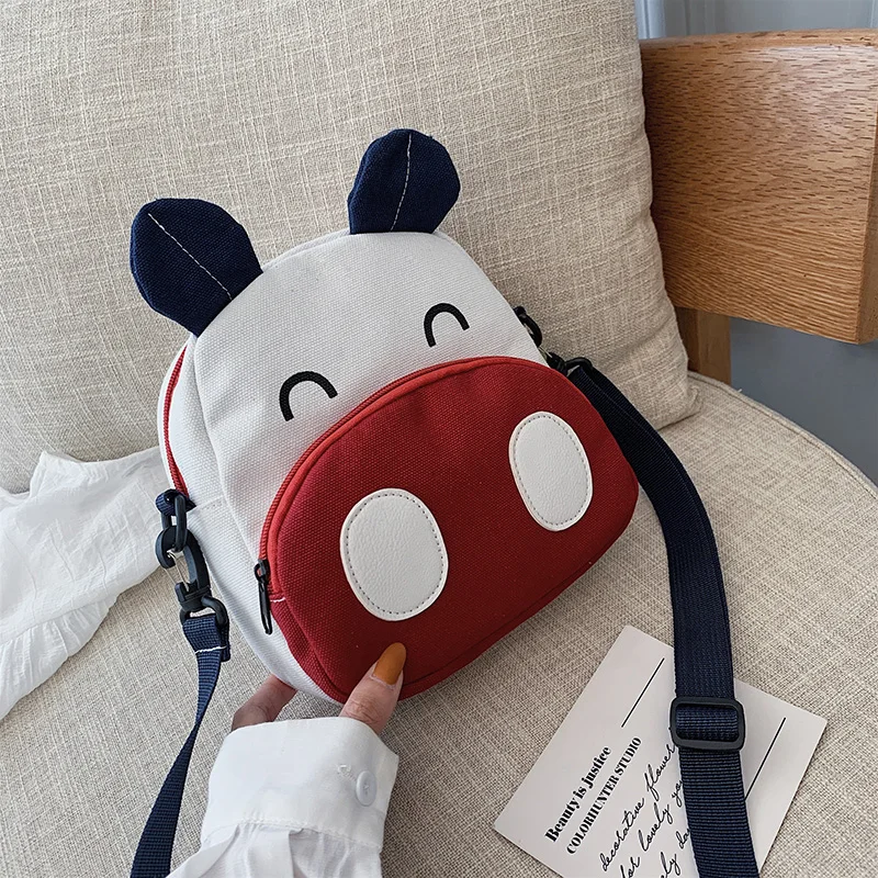 

Calf BAG canvas 2019 popular new Korean Version cute cartoon cross body personalized little fresh ugly cute girl bag