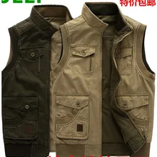 Zhan di ji pu Heaney мужской двусторонний жилет из чистого хлопка сплошной цвет мульти-карман ультра-большой размер плюс-Размер d-хлопок жилет 8