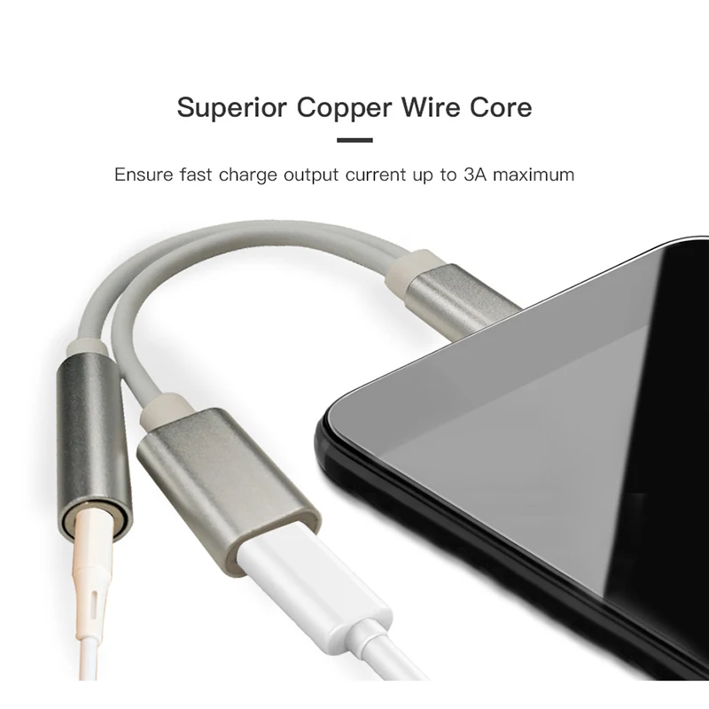 Audio Adapter Type C to 3.5mm Charge 2 In 1 USB C Splitter Headphone AUX Audio Cable for Xiaomi Huawei Samsung Oneplus Splitter