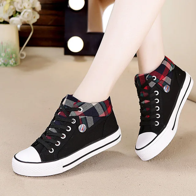 Fashion New high-top canvas shoes women's shoes middle school students casual shoes breathable sports shoes sneakers