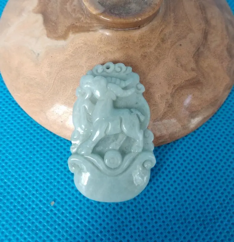 

Nature Jade Pendant carven sheep Amulet Apotropaion for Chinese Zodiac - W/ String