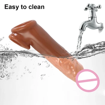 Male Delay Ejaculation Penis Sleeve Extender Cock Enlarger 18CM Sex Shop Sex Toys for Men Realistic Penis Condom 3