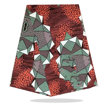 

100%Breathable Dress Material For Sewing Veritable High Quality Nigerian Wax Block Printed Cotton Fabric 6 Yards RV19-42