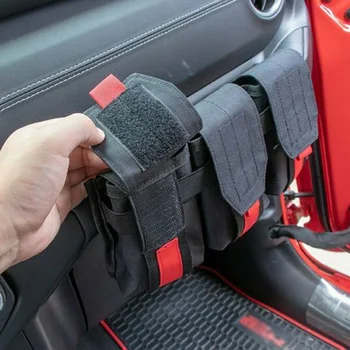 

Car Storage Bag Auto Interior Inner Dashboard Handle Black+Red Decoration For Jeep Wrangler JK JL 2007-2019