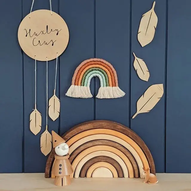 Children Room Decoration Pendant Nordic Hand-woven Boho Rainbow Tassel Wall Hanging Ornaments Photo Props Kid's Bedroom Decor 4