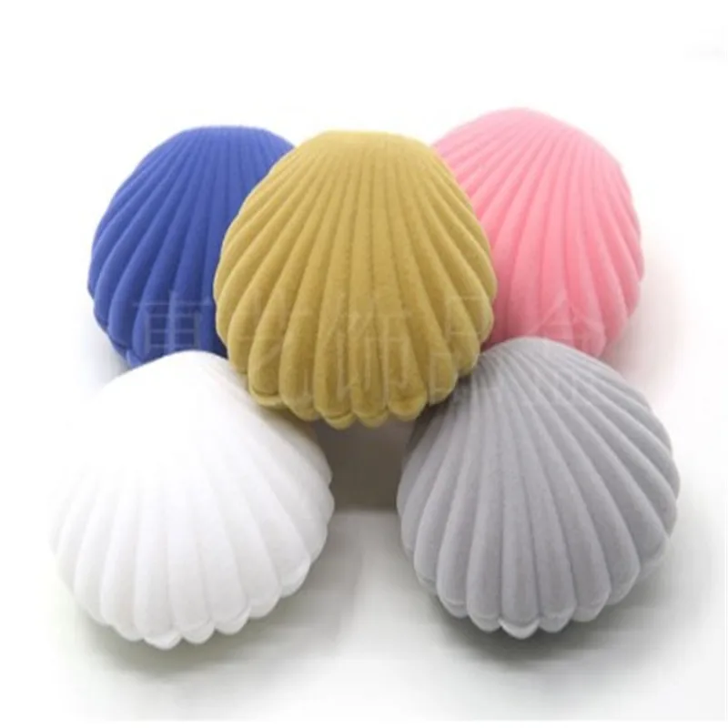 

New 1PC Shell Shape Lovely Velvet Wedding Engagement Ring Box For Earrings Necklace Bracelet Jewelry Display Gift Box Holder