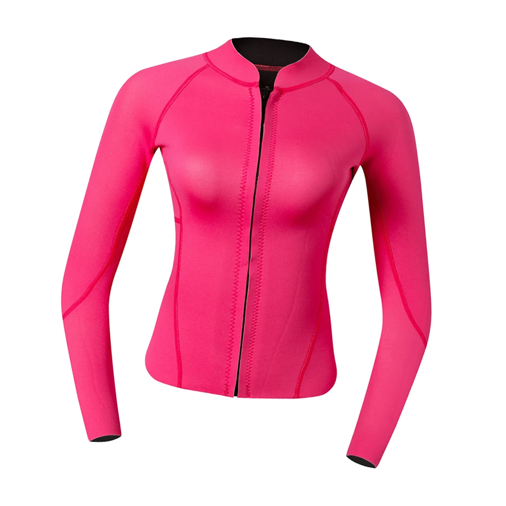 Premium 2mm Neoprene Women Wetsuit Front Zipper For Scuba Diving Swimming Top Rose Red for Diving