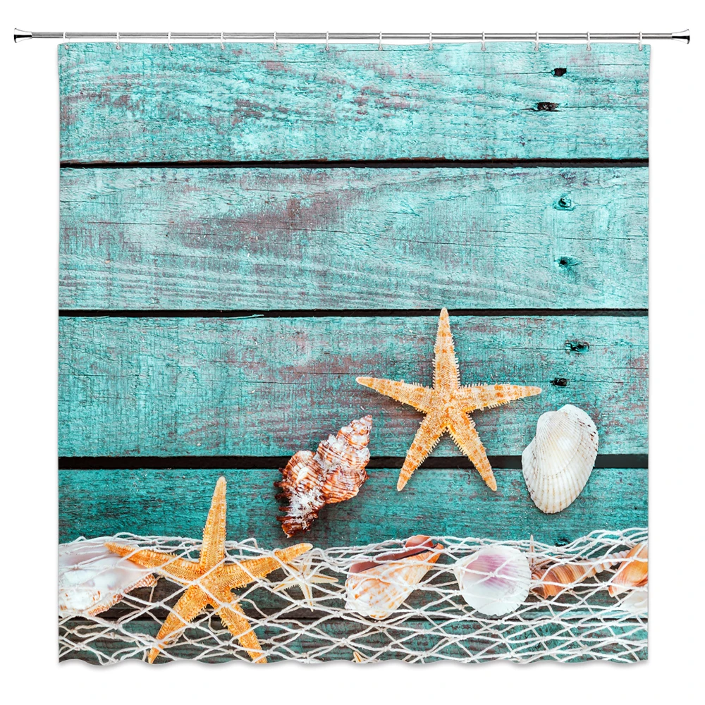 Seaside Scenic Beach Shells Shower Curtains Bathroom Curtain Frabic Waterproof Polyester Bath for 180x180cm | Дом и сад