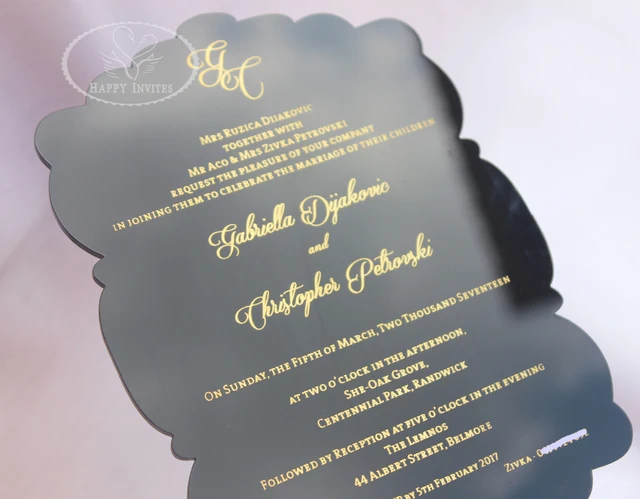 Black Acrylic Invitation Cards + Free Invitation Templates