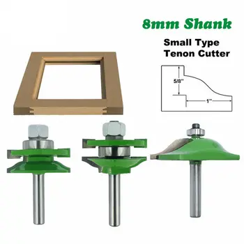 

3pcs 8mm Shank Tenon Router Bit Cabinet Door Panel Milling Woodworking Cutter 8mm Shank 3pcs Big Cabinet Rail & Stile Tenon Rout