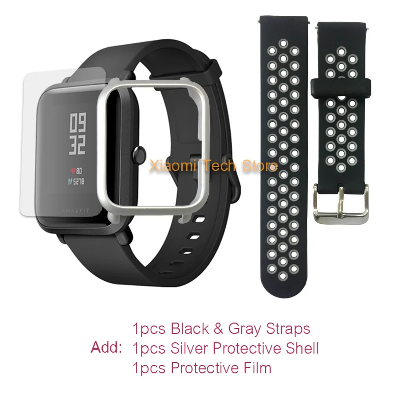 Смарт часы Xiaomi Amazfit Bip Huami GPS Умные часы [ Русский язык ] со склада России, Официальная гарантия 1 год - Цвет: -Gray Silver film-