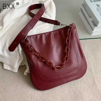 

[BXX] Chain PU Leather Crossbody Bags For Women 2020 Winter Branded Handbags Trend Lady Designer Women's Luxury Travel Bag HP035