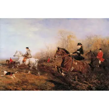 

Hand Painted Art Paintings by College Teachers - Out for a Scamper Heywood Hardy horse riding hunting - Oil Painting on Canvas